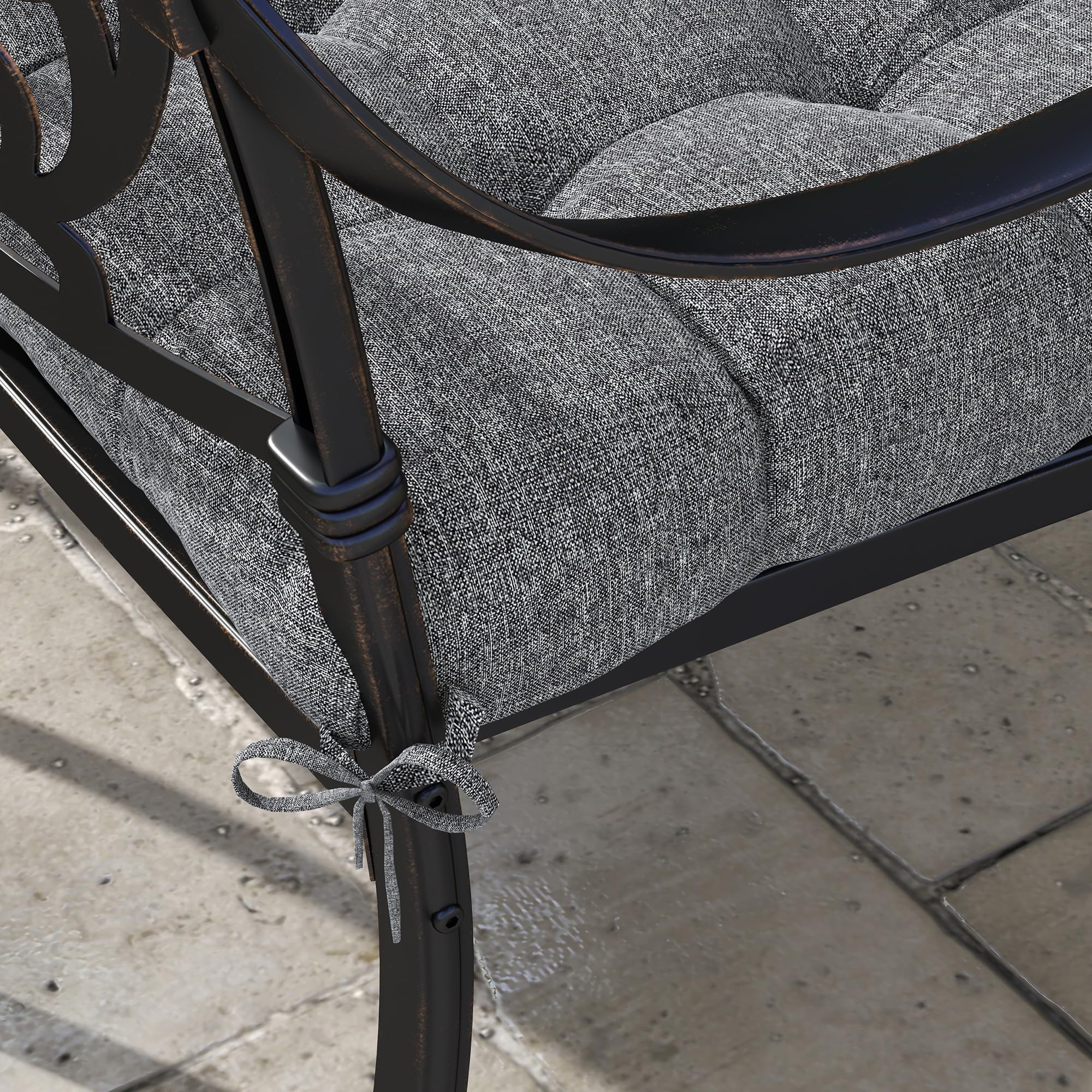Outsunny Conjunto de Cojines para Sillas de Comedor 48x48x10 cm Juego de 4 Piezas Cojines para Sillas de Jardín Impermeable y Anti-UV con 2 Cordones de Fijación Gris