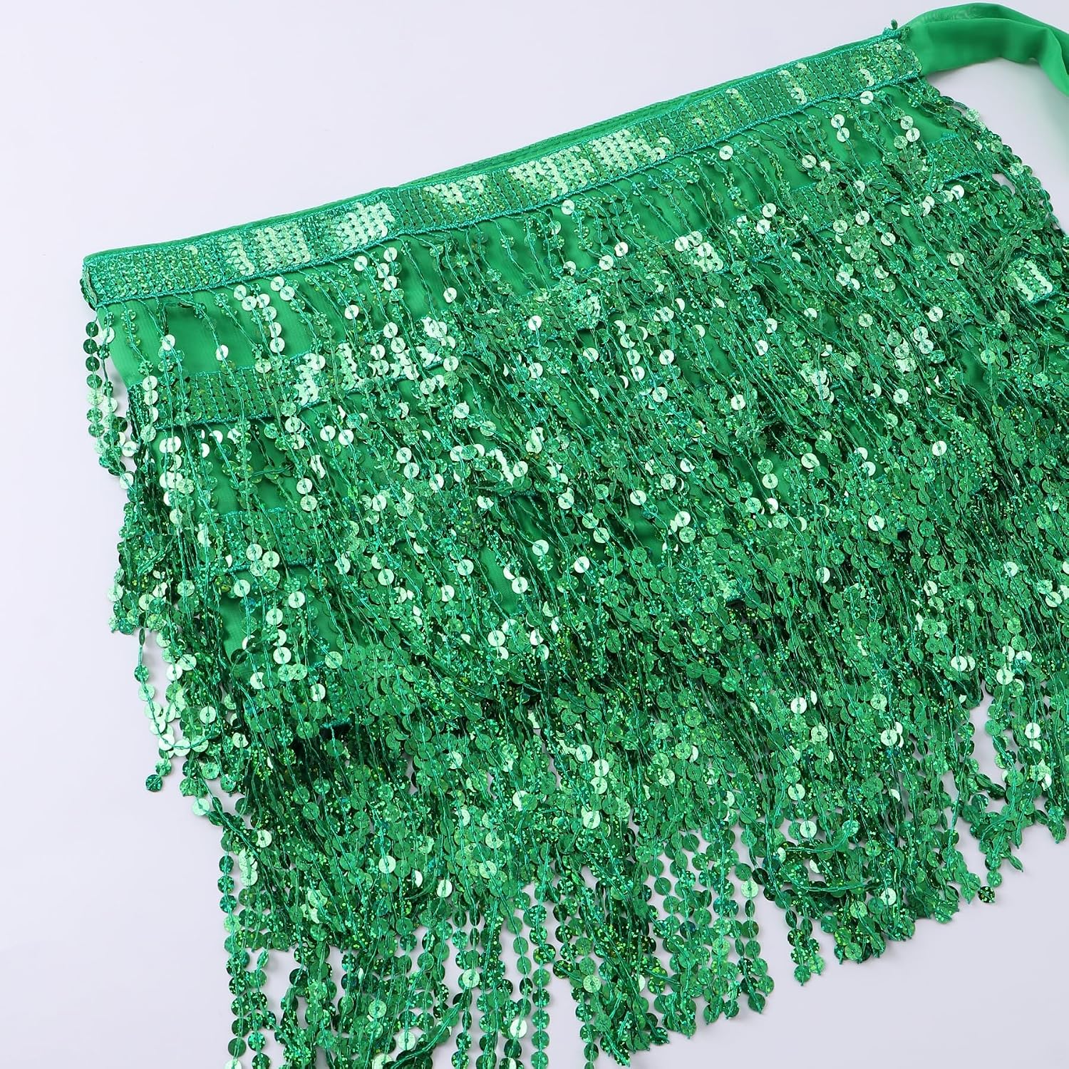 Belly Dance Hip Scarf Sequin Tassel Skirt and Heart Sunglasses Wrap Sparkly Rave Costume Performance Outfit for Women