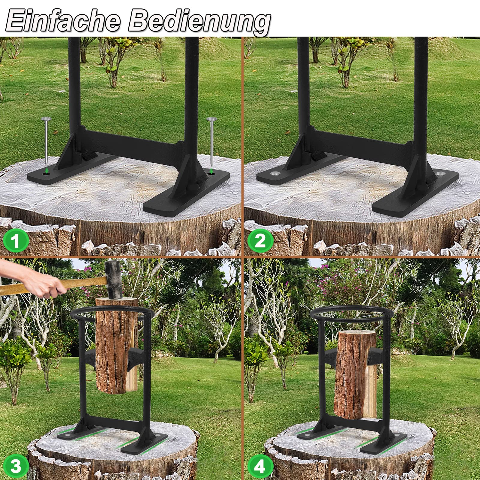 YRHome Manueller Holzspalter Brennholzspalter Manuelles Spaltwerkzeug Tragbarer Brennholzspalter arbeitssparend Protokollspalter für Heim- und Outdoor-Camping Feuerstellen Typ A