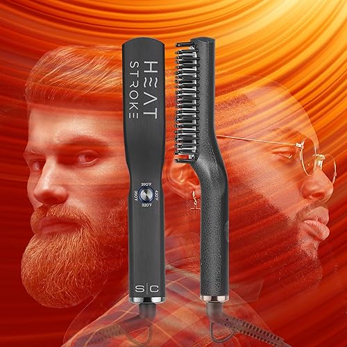 Miniatura 4 de StyleCraft Cepillo caliente para barba y peinado, puntas de tacto fresco anti-resfriado, alisador de cabello, color negro