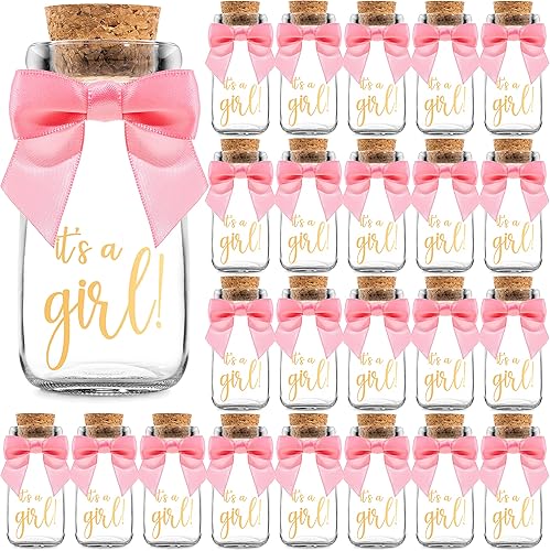 Miniatura 20 de Paquete de 24 botellas de vidrio de leche vintage Oh Baby Woodland con cintas y calcomanías, regalos elegantes para baby shower para invitados y Oh