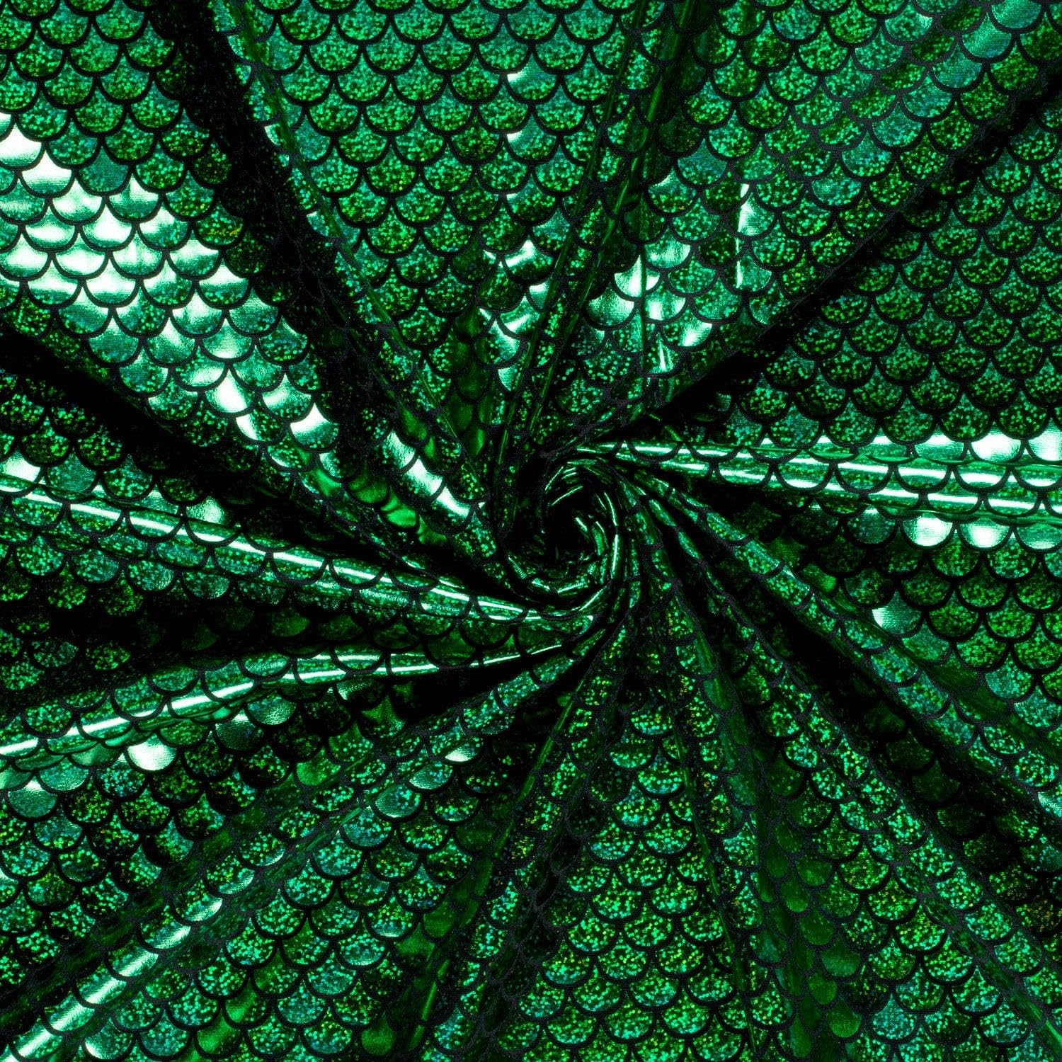 Spandex Dance Lame Foil Scales Fabric Material Green 1MTR