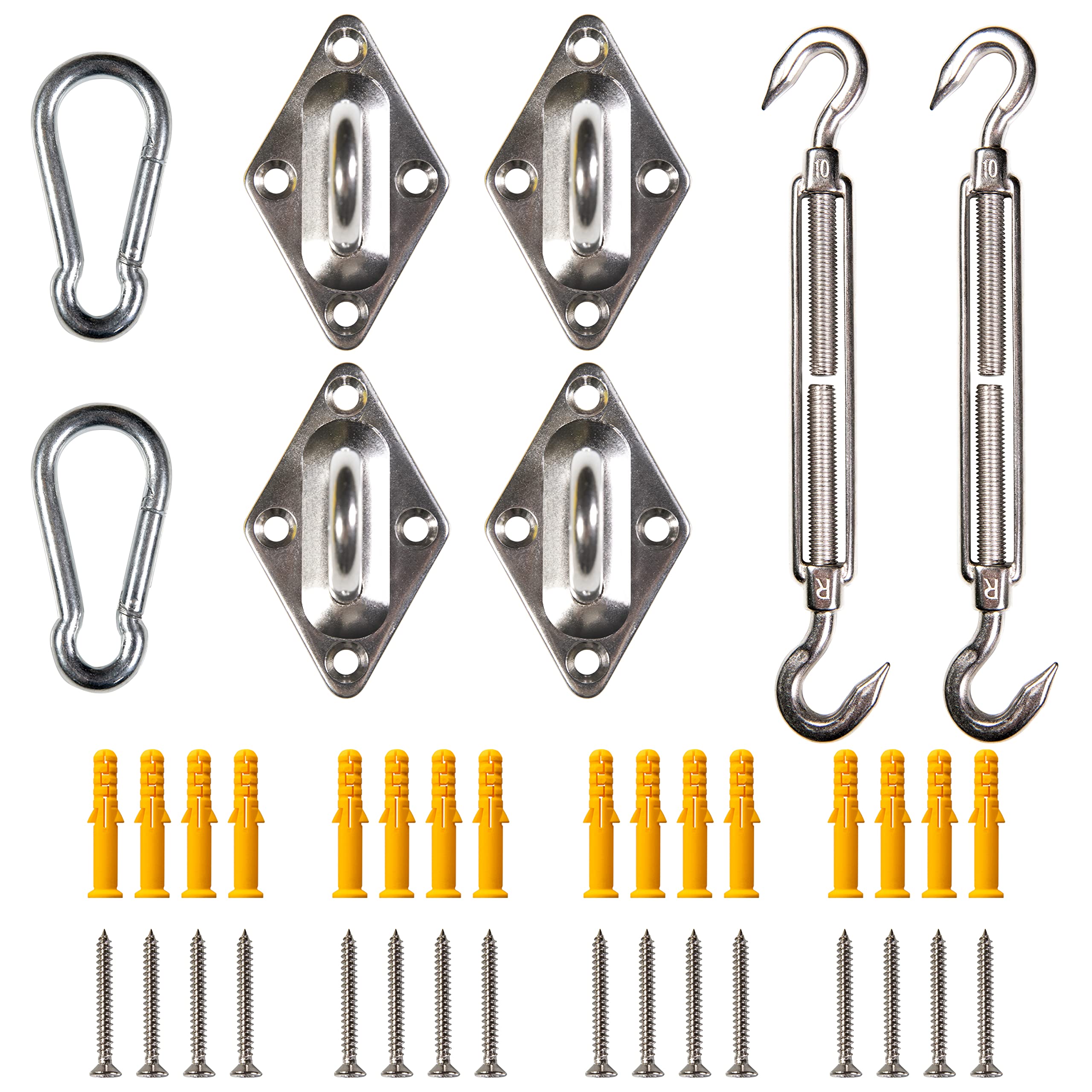 ShadeMart10 Inch Hardware Kit for Rectangle/Square Sun Shade Sail Canopy, 316 Military-Grade Stainless Steel