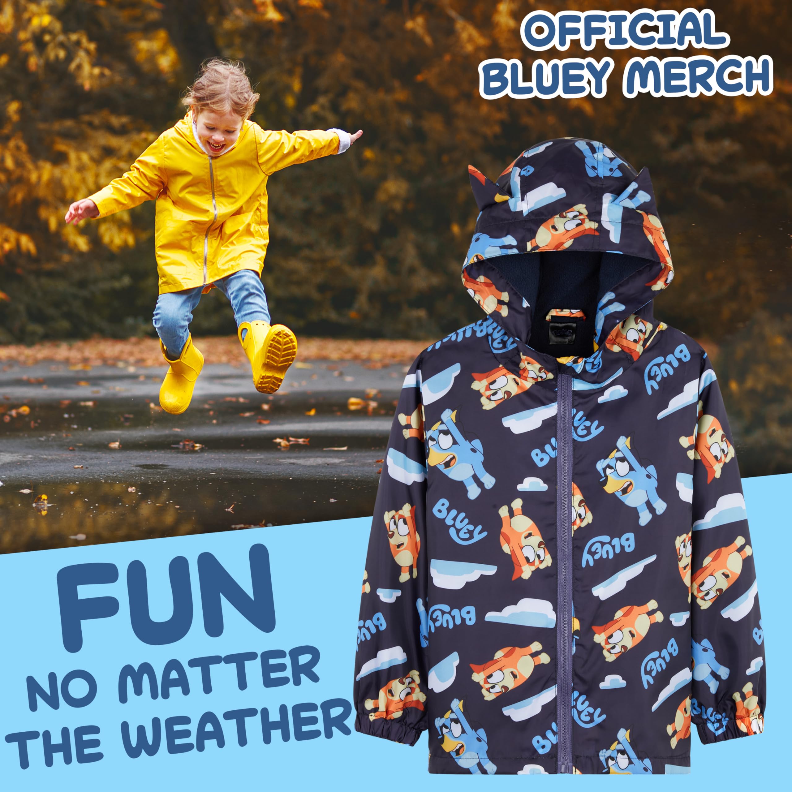 Bluey Chubasquero para Niñas, Poncho Impermeable con Capucha y Bolsillos