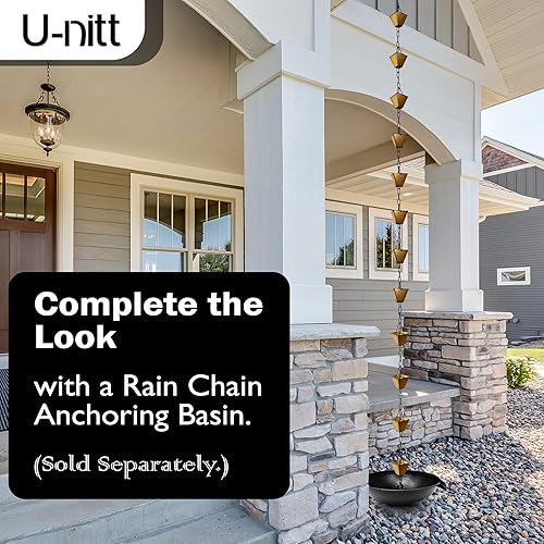 Miniatura 6 de U-nitt Cadena de lluvia colección de agua para canalones, atrapador de agua de lluvia y desviador, cadenas de 8.5 pies para jardín exterior, copas