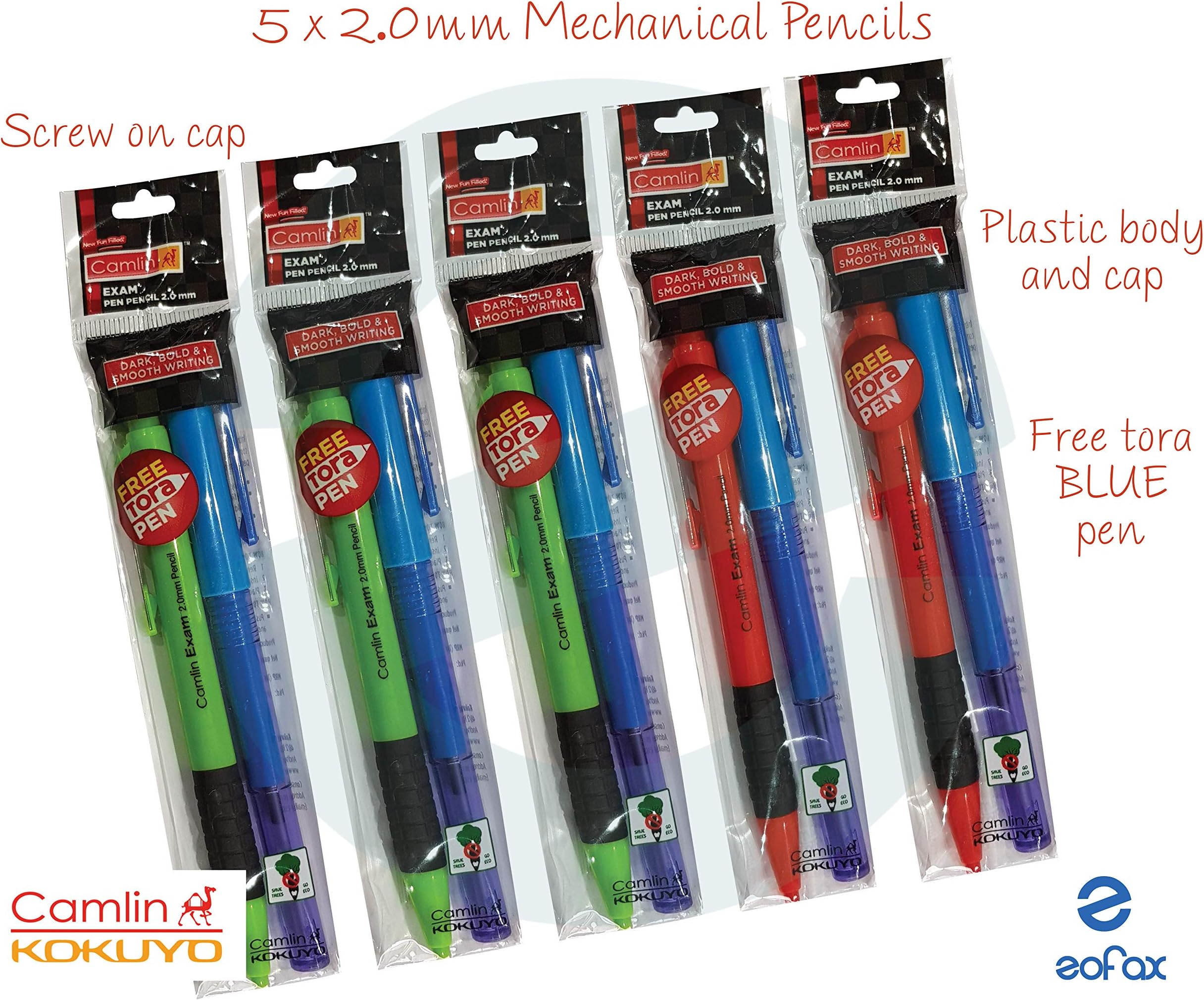 KOKUYO CAMLIN - 5 TORA Exam Pen Pencil Sets 1.0mm Pen/2.0mm Pencil Student College