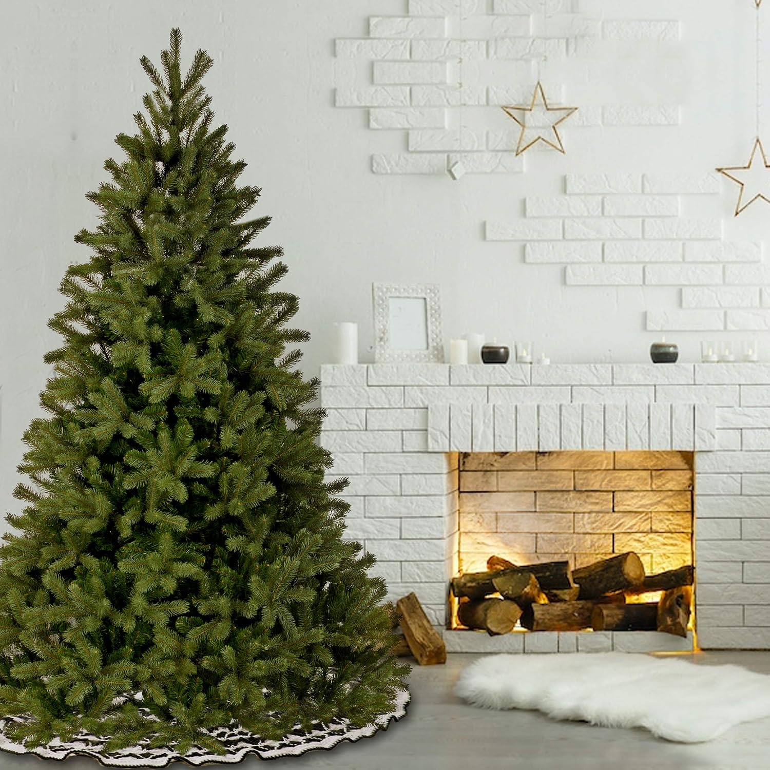 National Tree Company 'Feel Real' Artificial Full Downswept Christmas Tree, Green, Douglas Fir, Includes Stand, 7.5 Feet