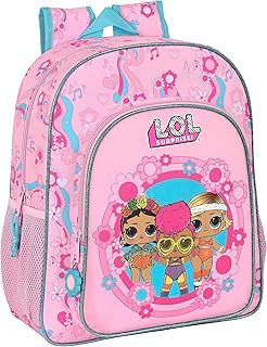 LOL SURPRISE! Glow Girl - Mochila Escolar Niño, Mochila Infantil, Adaptable a Carro, Ideal para Niños de 5 a 14 Años, Cómoda y Versátil, Calidad y Resistencia, 32x12x38 cm, Color Rosa