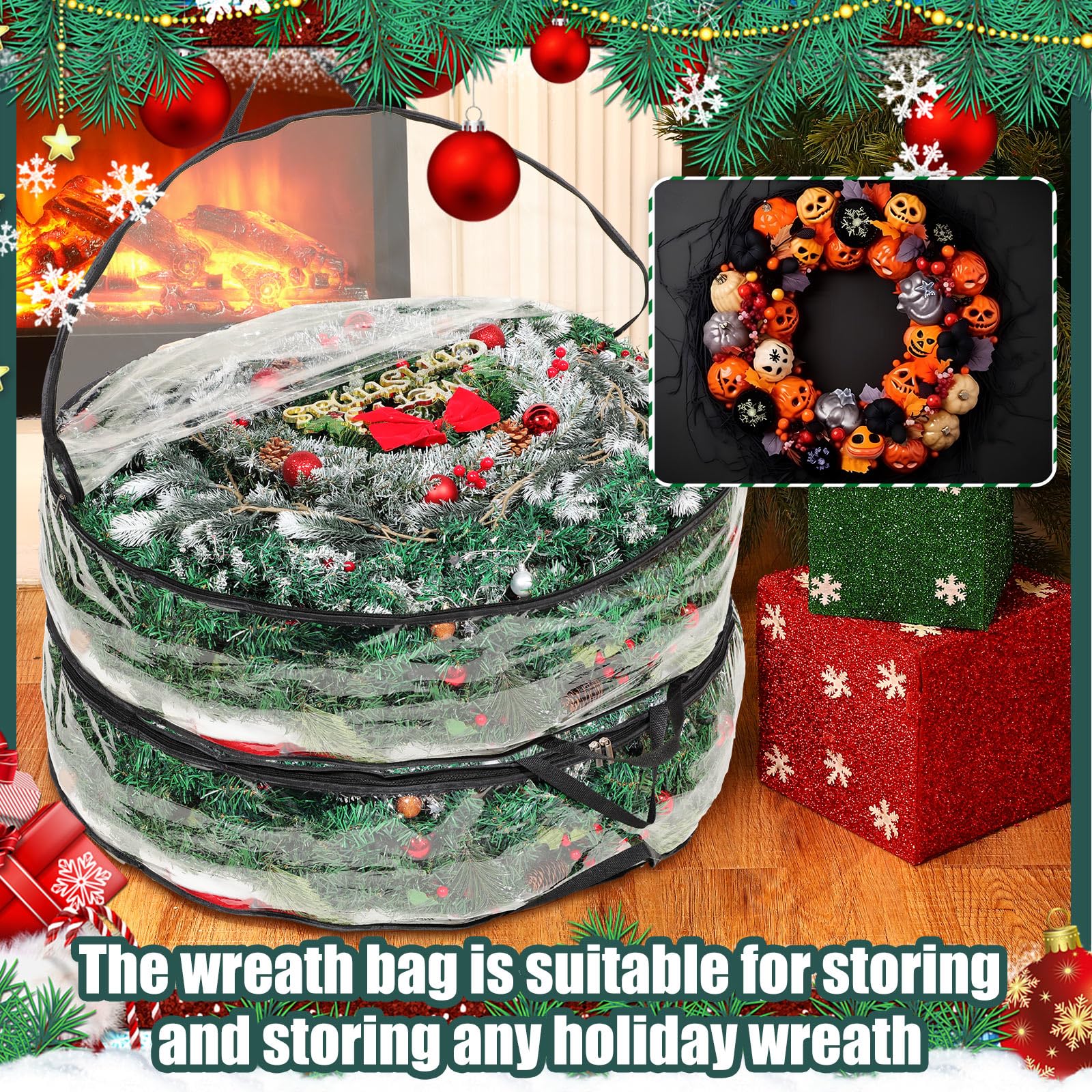 Xmas Tree Storage Bag 6-Pack Clear Christmas Wreath Storage Bags
