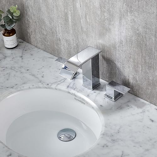 Miniatura 2 de Grifo de baño generalizado para fregadero de 3 agujeros y 8 pulgadas, grifos de baño modernos con drenaje emergente y líneas de suministro cUPC para