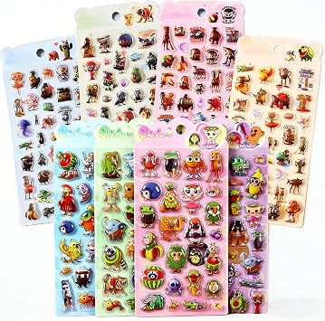 3D Deco Stickers, Set of 8, Character Stickers, No Duplicates, Italian Brain Lot Style, Tungon Sahour Motif, For Notebook, Smartphone Case, DIY Decoration, Children, Present