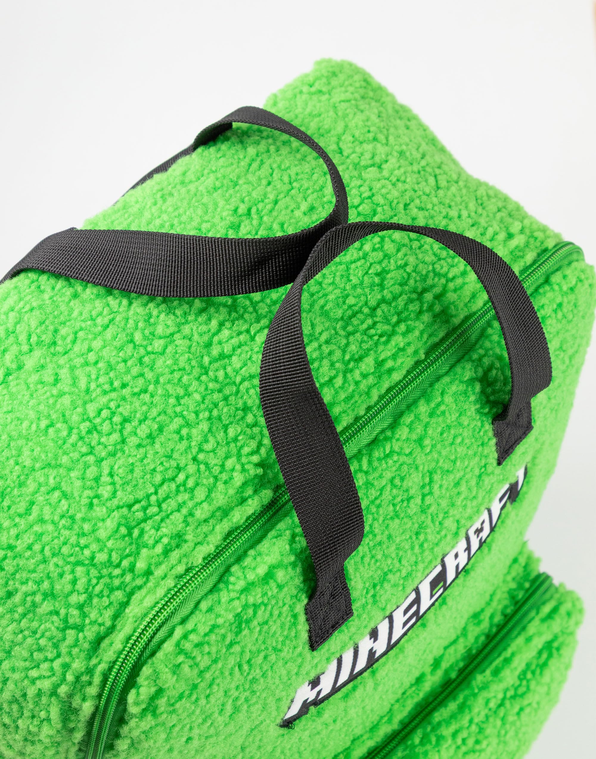 Minecraft Mochila Creeper unisex para niños, color verde | Material esponjoso con cierre de cremallera | Ideal para la vuelta al cole y para llevar libros | Merchandising