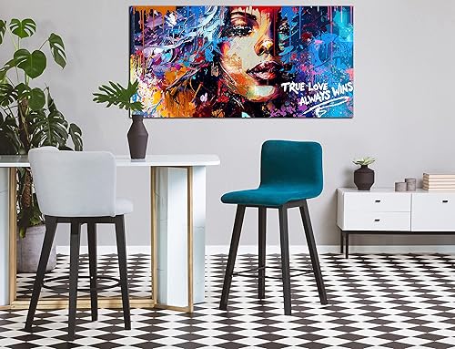 Miniatura 16 de JKWALL77 Arte de pared de graffiti – Decoración de pared de arte abstracto grande – Arte de pared en lienzo para sala de estar, listo para colgar