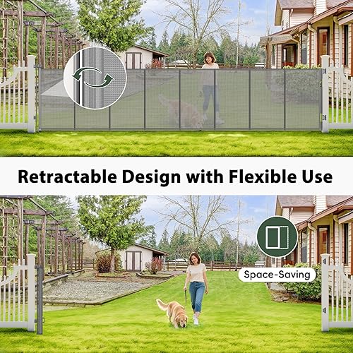 Miniatura 6 de Puertas retráctiles extra anchas de 250 pulgadas, puerta grande reforzada para bebés de 21 pies, puertas retráctiles para mascotas para amplias