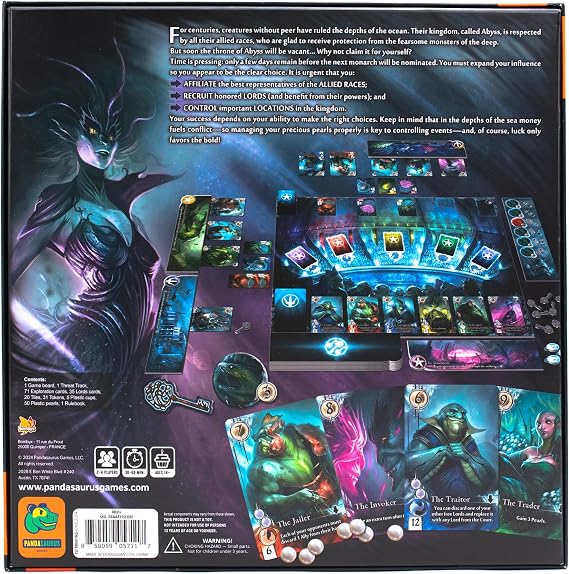 Abyss Board Game - Control Ocean Kingdoms in an Underwater Development Strategy Game, Adventure Game for Kids & Adults, Ages 14+, 2-4 Players, 30-60 Minute Playtime, Made by Pandasaurus Games