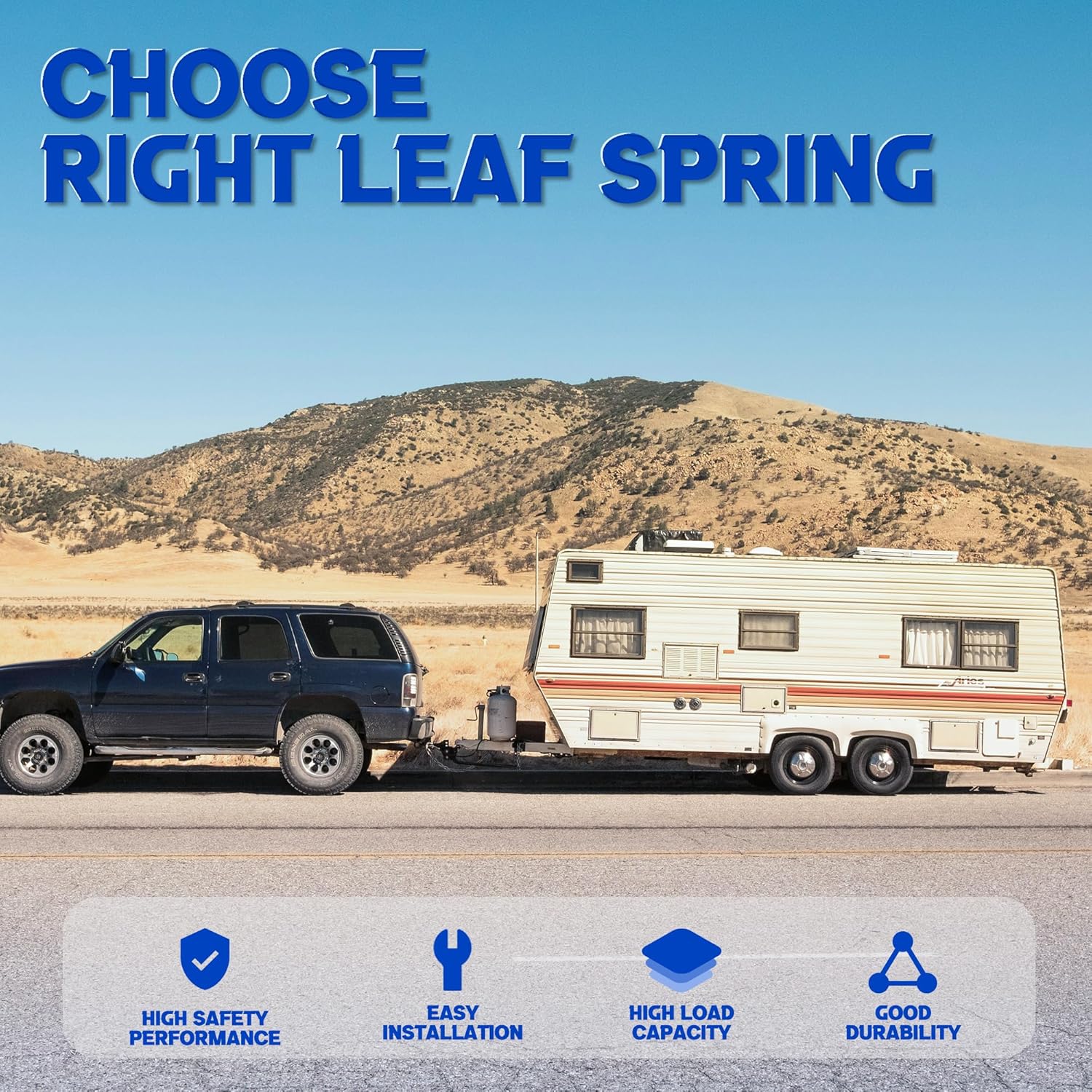 Lonffery 25-1/4 Leaf Spring with 5-1/2 U Bolts Trailer Axle Suspension Kit Fit for 3500lb Round Axle (Shackle Strap+Hanger+Leaf Spring+U-Bolt)