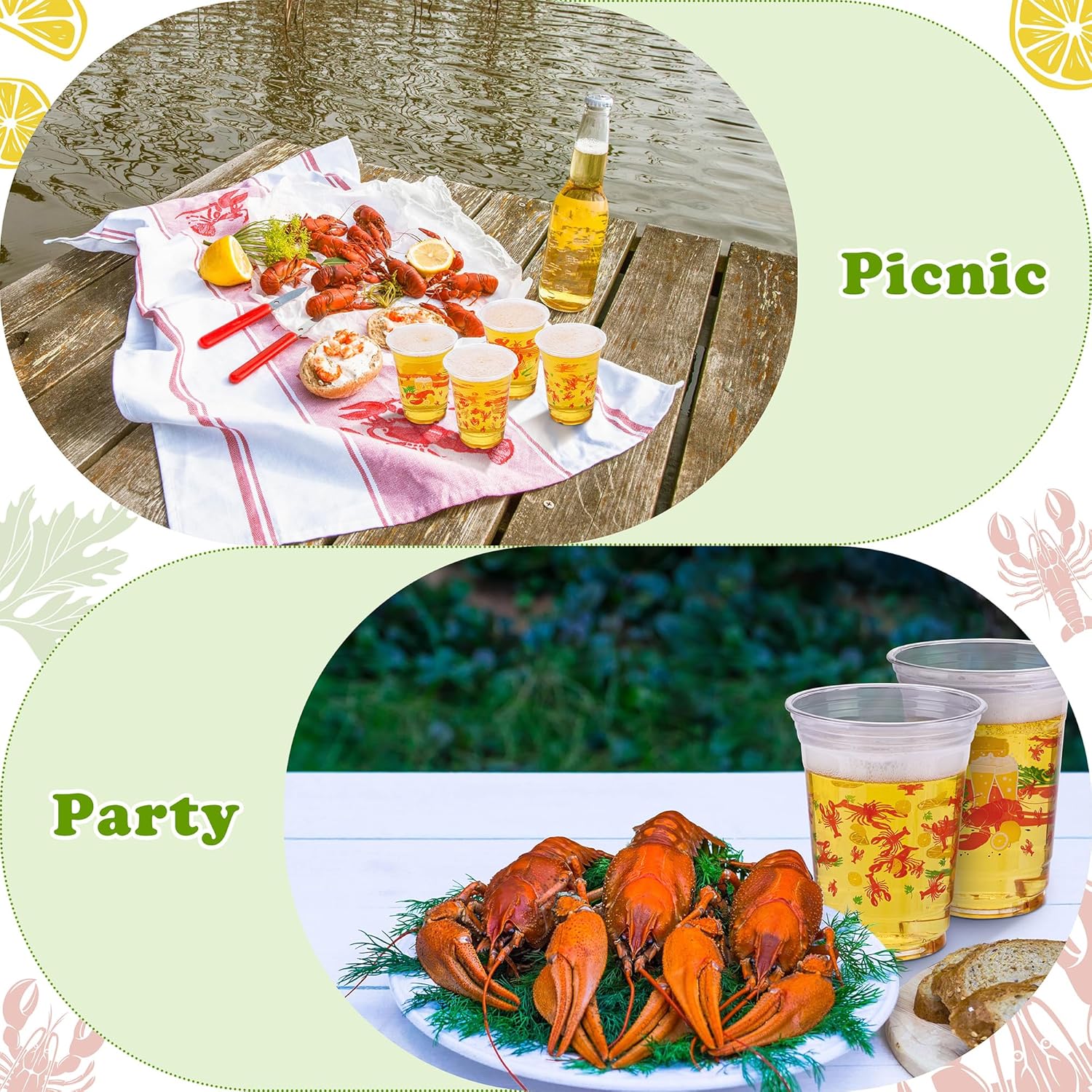 Kochorie 16 Oz Plastic Crawfish Boil Cups 120 Pcs Crawfish Party Supplies Clear Cups Plastic Drinking Cup Lobster Cups Crawfish Boil Party Cups for Lobster Seafood Party Birthday Decoration - Image 6