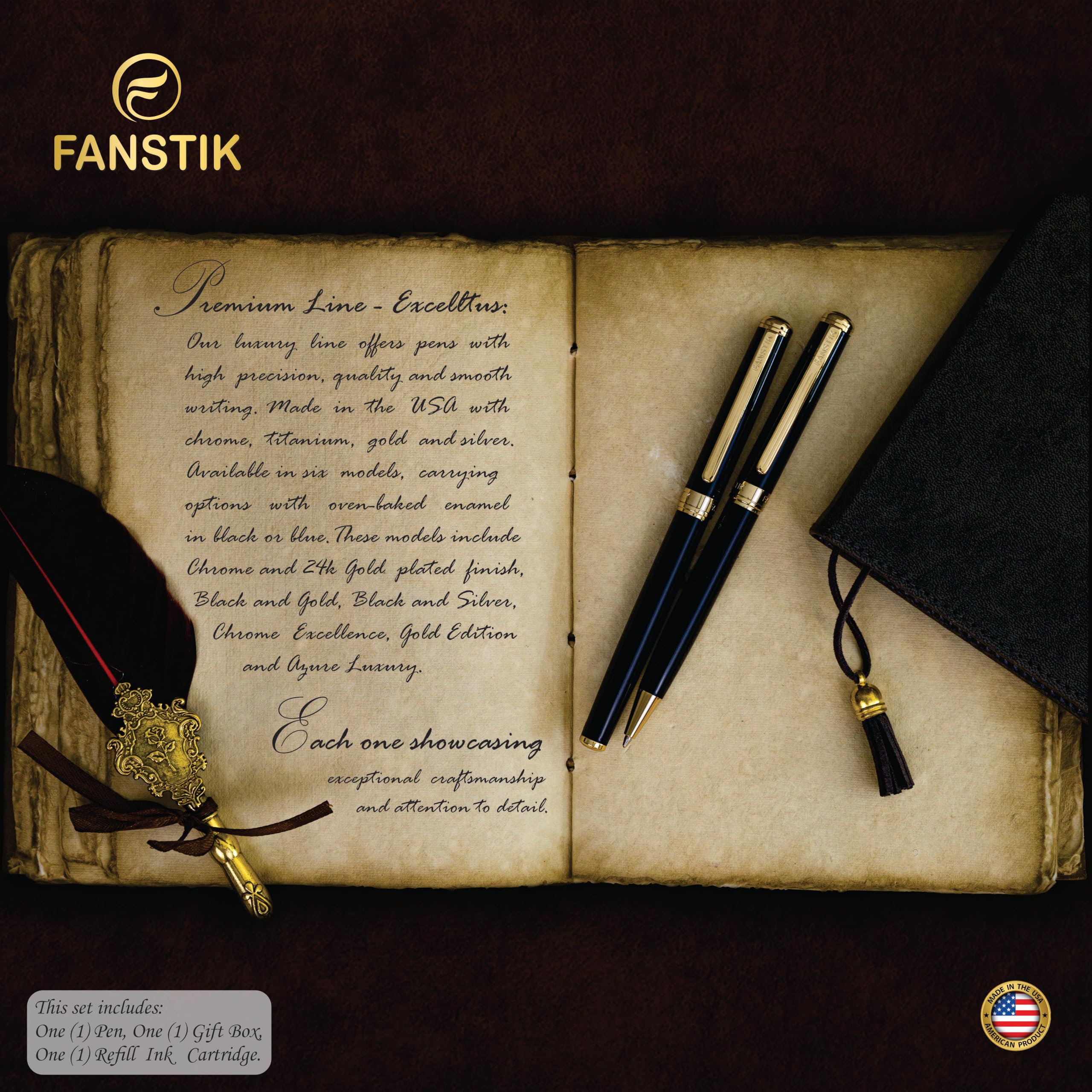 Black Gold Luxury fountain pen fancy gift set for women Real 24K Gold Plating Professional executive pen gift — view 5