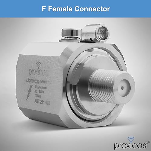 Miniatura 3 de Proxicast Supresor de pararrayos coaxial con conectores hembra F de 75 ohmios, protector de sobretensiones de cable coaxial de grado profesional