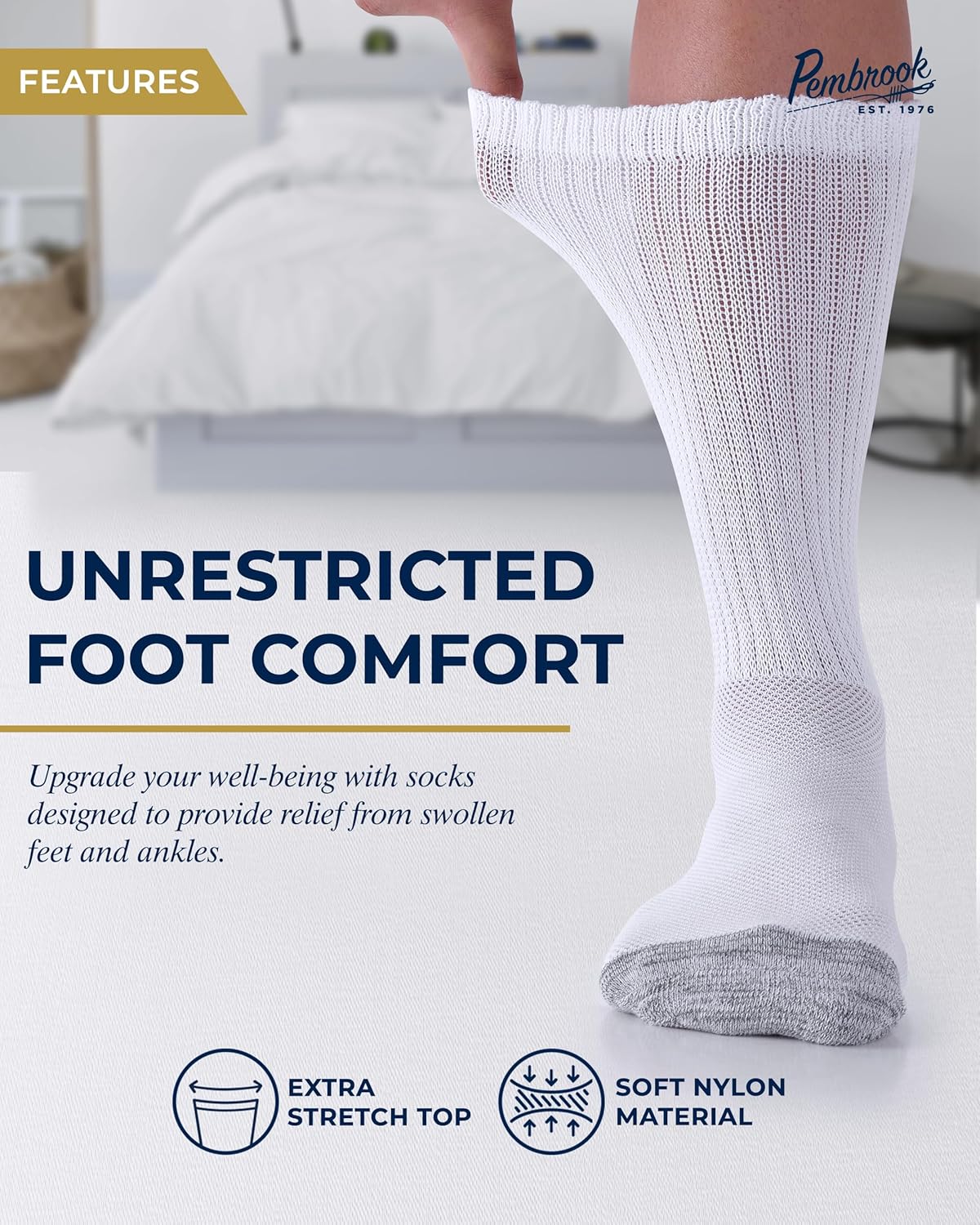 Pembrook Diabetic Socks for Men and Women - Non-Binding Neuropathy Socks - Image 2