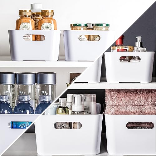 Miniatura 5 de BINO - Contenedores de almacenamiento de plástico, pequeños, 2 unidades, blancos - Colección The Soho - Organizadores de despensa y organizador para