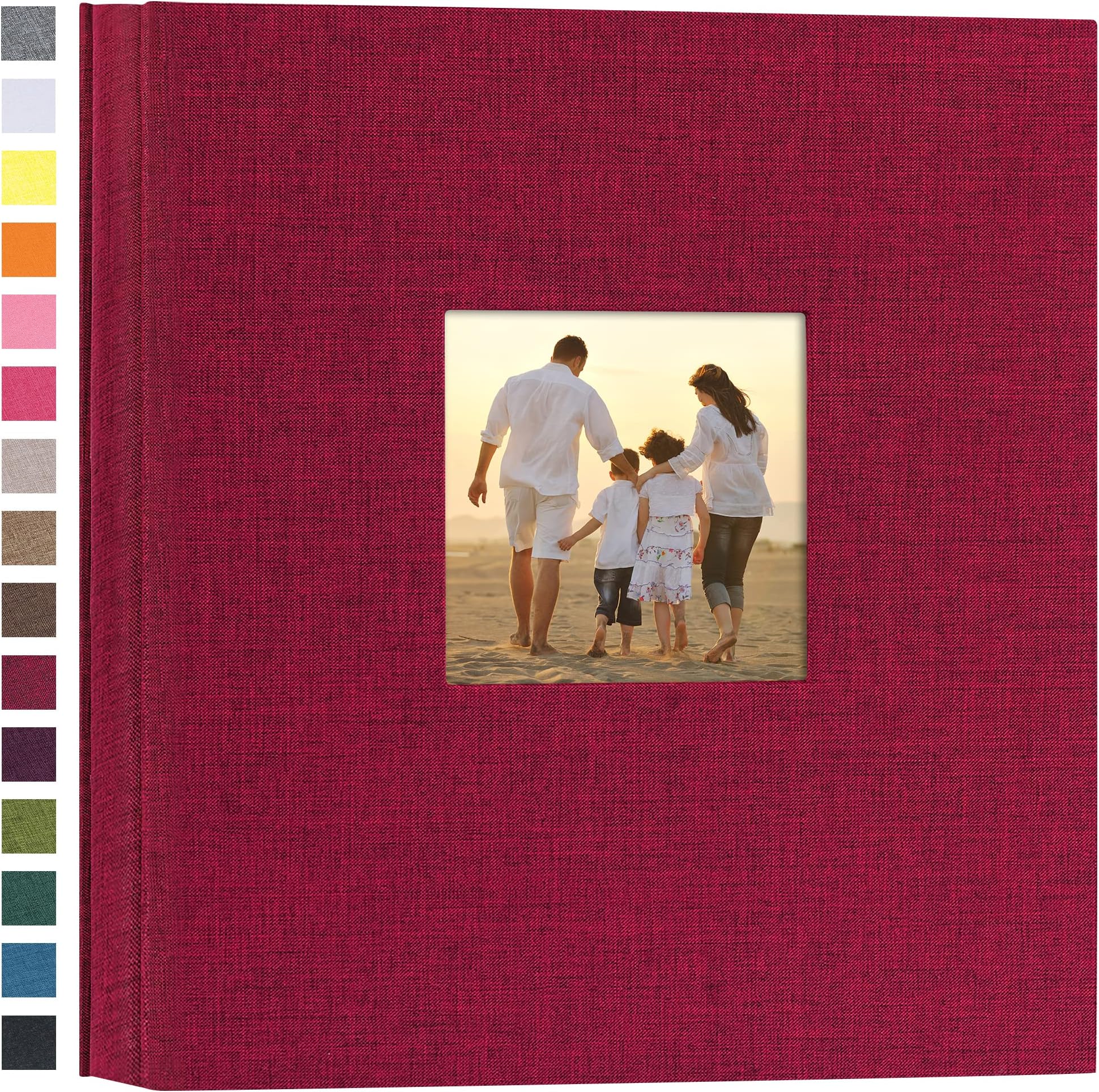 potricher Linen Hardcover Photo Album 4x6 1000 Photos Large Capacity for Family Wedding Anniversary Baby Vacation (Red, 1000 Pockets)