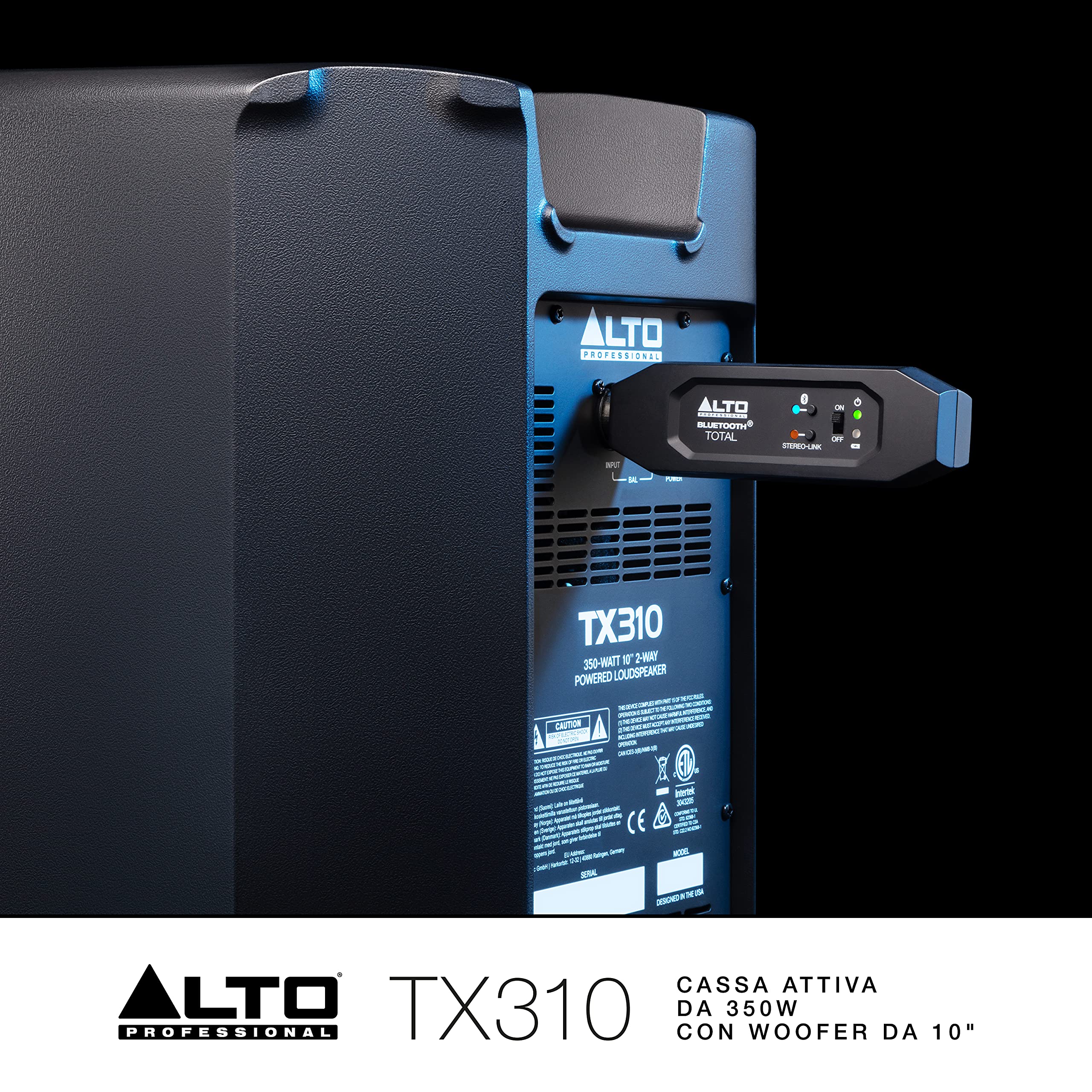 ALTO TX310 - Cassa Attiva da 350W Con Woofer da 10" per DJ in Movimento, Musicisti, Piccoli Locali, Cerimonie ed Eventi Sportivi
