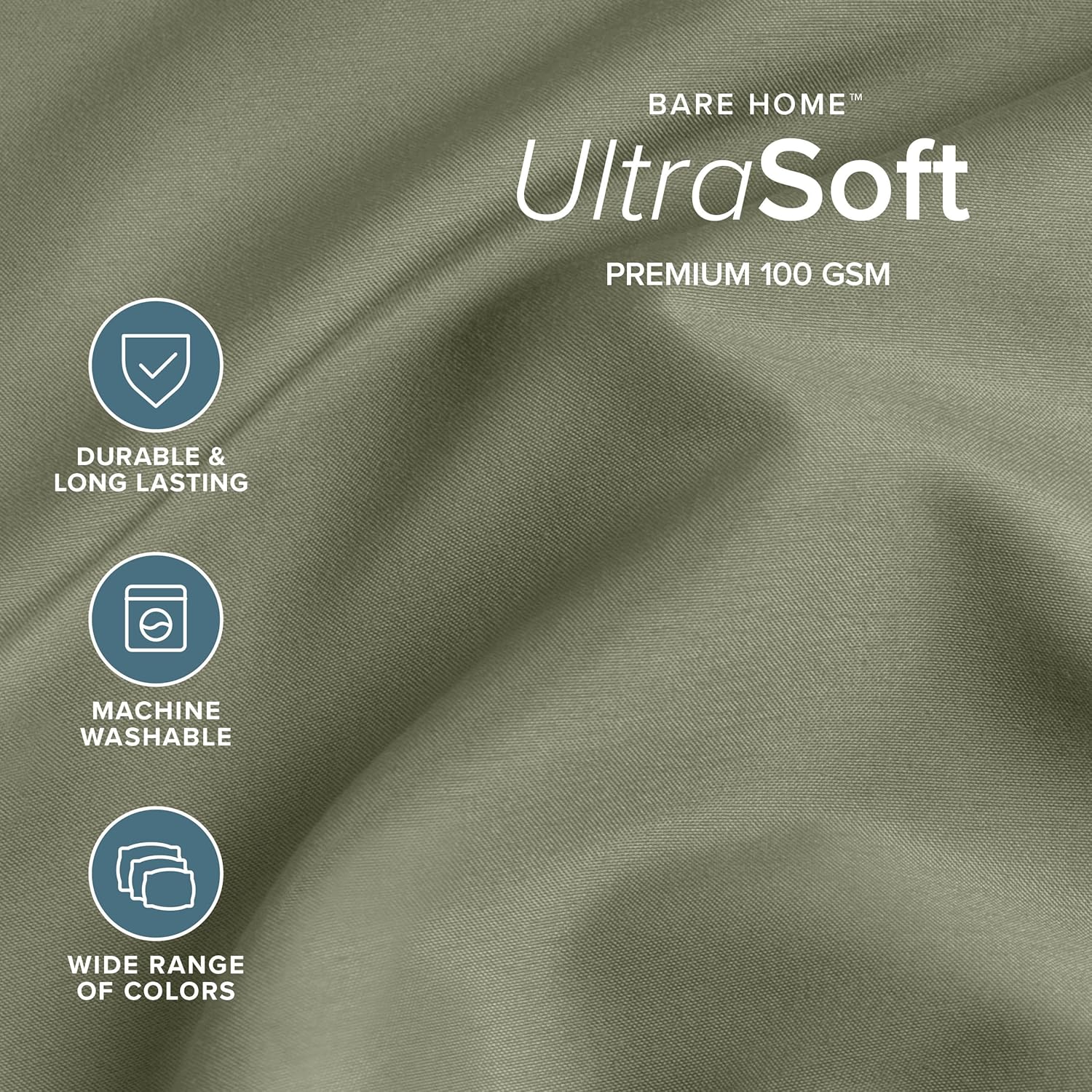 Bare Home Split Head Flex King Sheet Set - 1800 Ultra-Soft Microfiber Bed Sheets - Double Brushed - Deep Pockets - Easy Fit - 4 Piece Set - Bedding Sheets & Pillowcases (Sage)