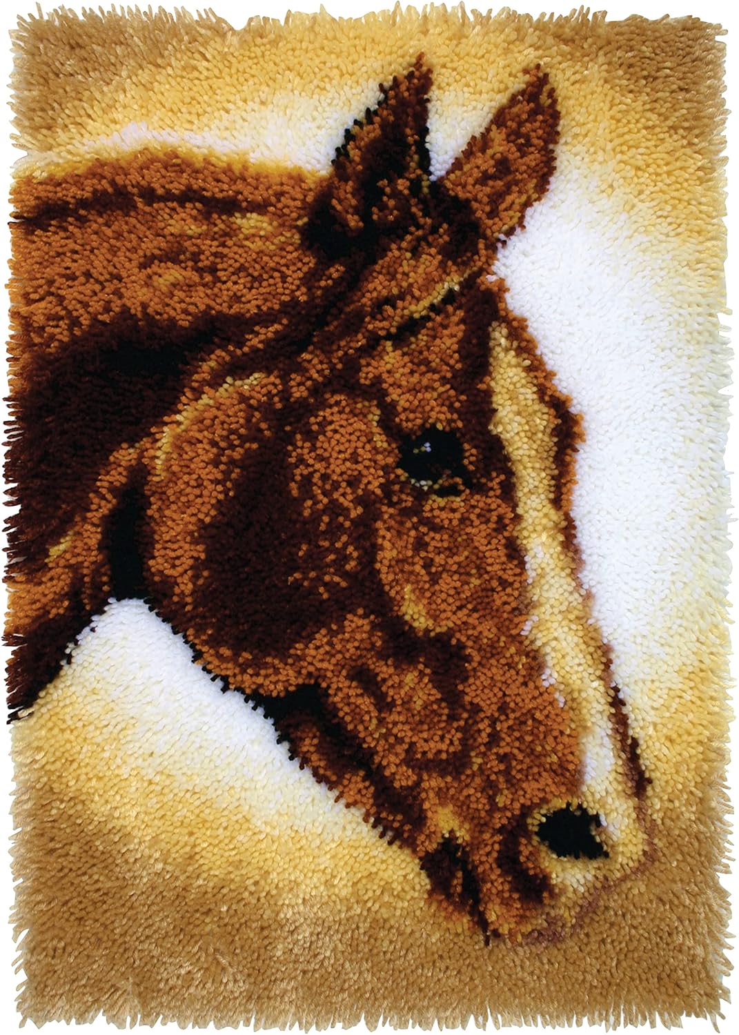 Wonderart Horse Yarn Latch-Hook Kit 20" X 30"100% Acrylic Machine Wash & Dry