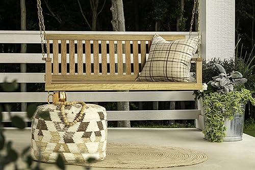 Jack Post Jennings - Asiento de columpio tradicional de 4 pies con cadenas en madera dura sin terminar