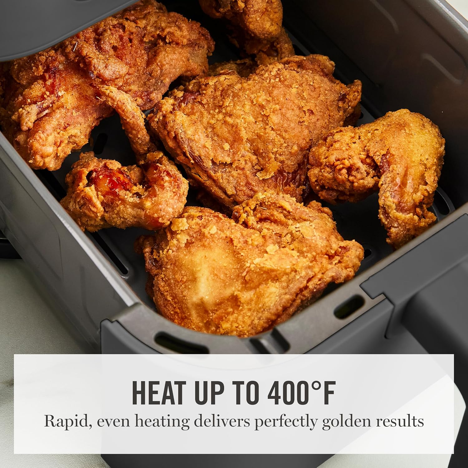 Martha Stewart 6QT Air Fryer, 6-in-1, Bake, Broil, Roast, Air Fry, Dehydrate, Reheat, Ceramic Non-Stick Basket, Crispy Results Fast, 400°F Max Temp, Shake Reminder, Auto Shut-Off, Caviar Gray