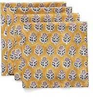 Vista 18 de CPC Servilletas de Tela 100% Algodón Juego de 4 Servilletas Reutilizables, Servilleta de Cena Floral Toile con Estampado de Bloques Indios, Regalo