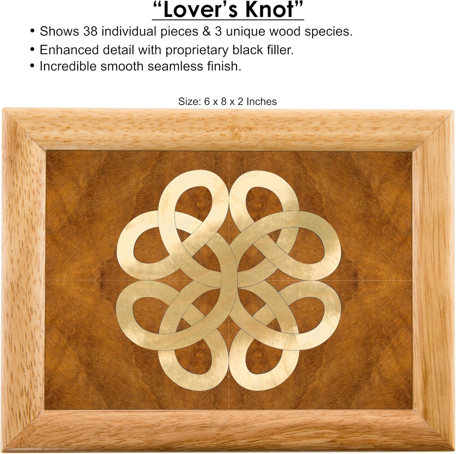 Wood Art Celtic Box - Handmade USA - Unmatched Quality - Unique, No Two are the Same - Original Work of Wood Art. A Celtic Gift, Ring, Trinket or Wood Jewelry Box (#2852 Celtic Knot 6x8x2)
