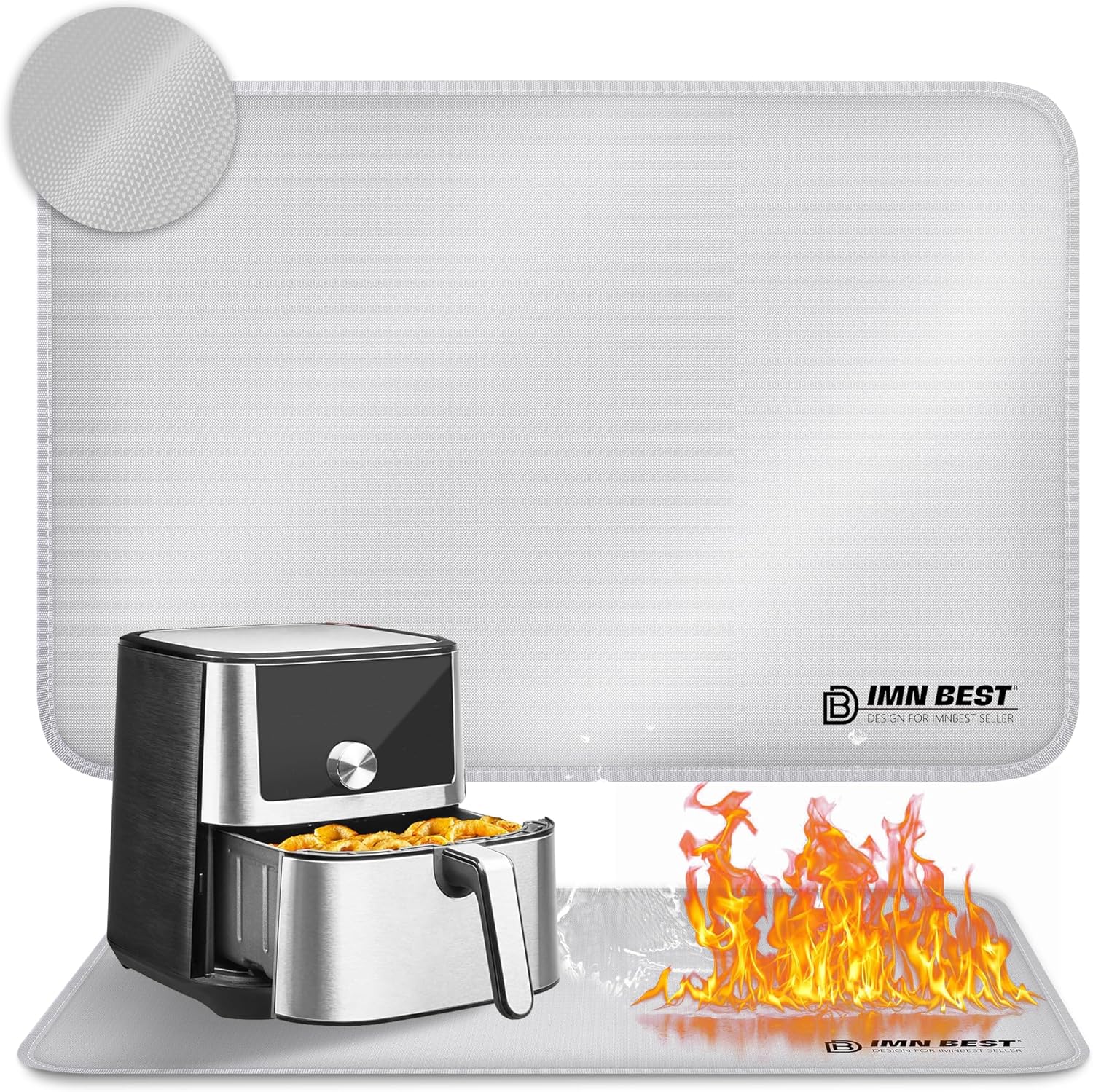 Heat Resistant Mat for Air Fryer Site, Fireproof Silicone Mat for Kitchen Countertop, Non-slip and Waterproof, Countertop Protector (Black x 2, 23.5"L x 15.5"W)