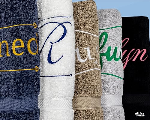 Miniatura 4 de Stitches XXI Toalla de baño personalizada. Toalla de baño personalizada bordada de lujo 100% algodón, marrón, 30 x 54 pulgadas