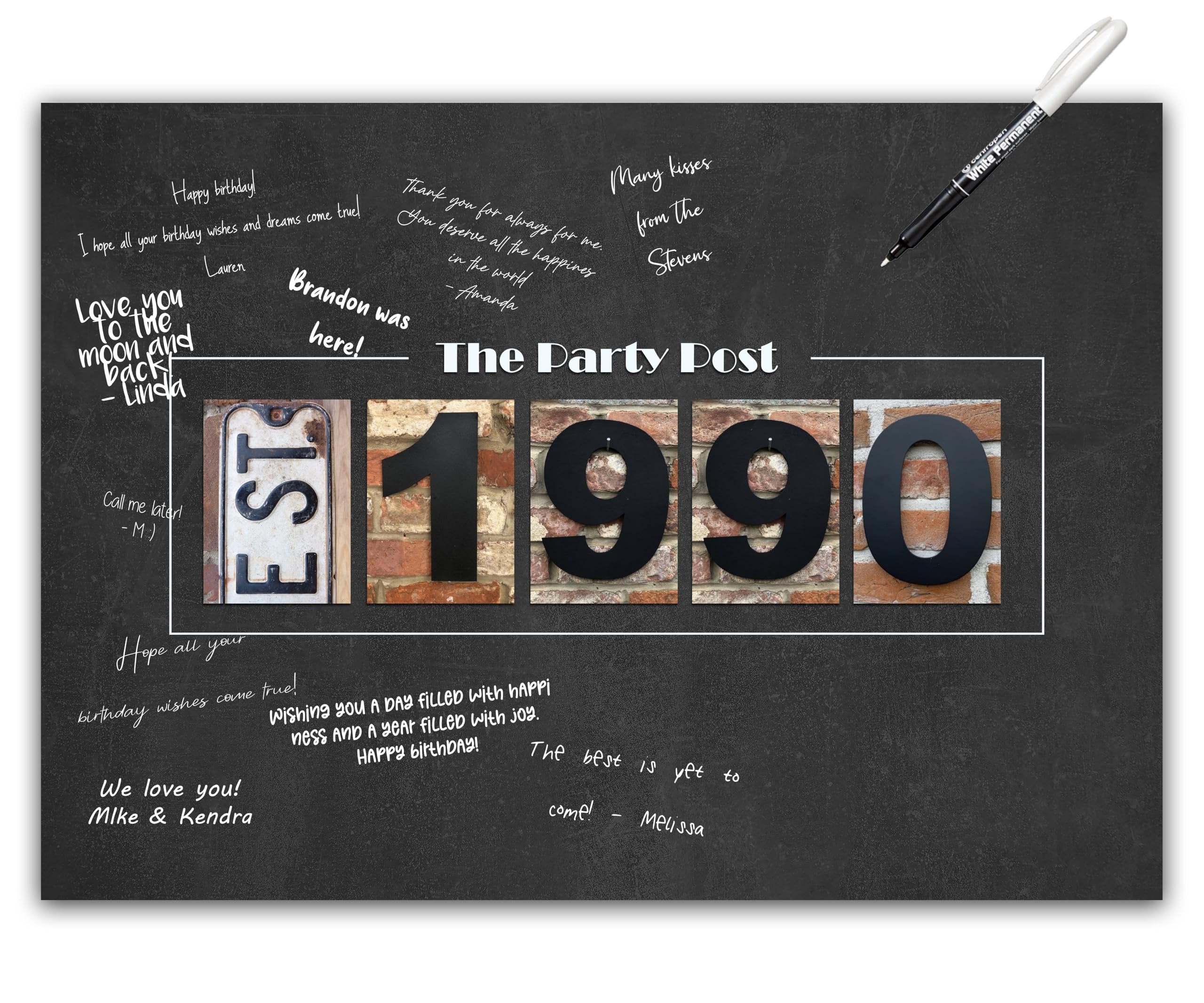 36th Birthday Party Decorations - Chalkboard Guest Book Alternative Poster. A3 Party Sign for Him or Her Turning 36 Years Old Signing Board for Women or Men. Rustic 1990 Wall Art Banner for Wishes