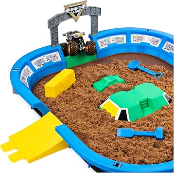 Monster Jam, Monster Dirt Arena 24-inch Playset with 2lbs of Monster Dirt and Exclusive 1:64 Scale Die-Cast Monster Jam Truck