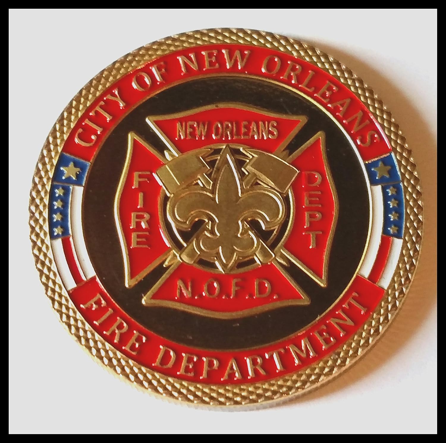 New Orleans Fire Department Firefighter Colorized Challenge Art Coin