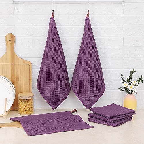 Miniatura 466 de Kitinjoy - Paños de cocina 100% algodón, paquete de 6 paños de cocina ultra suaves y absorbentes para secar platos, toallas de cocina de secado