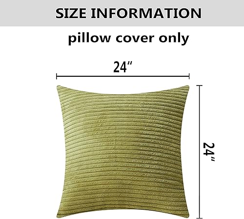 Vista 78 de Home Brilliant - Juego de 2 fundas de almohada de 24 x 24 pulgadas / 61 x 61 cm., de terciopelo de pana a rayas, cojín cuadrado decorativo, funda