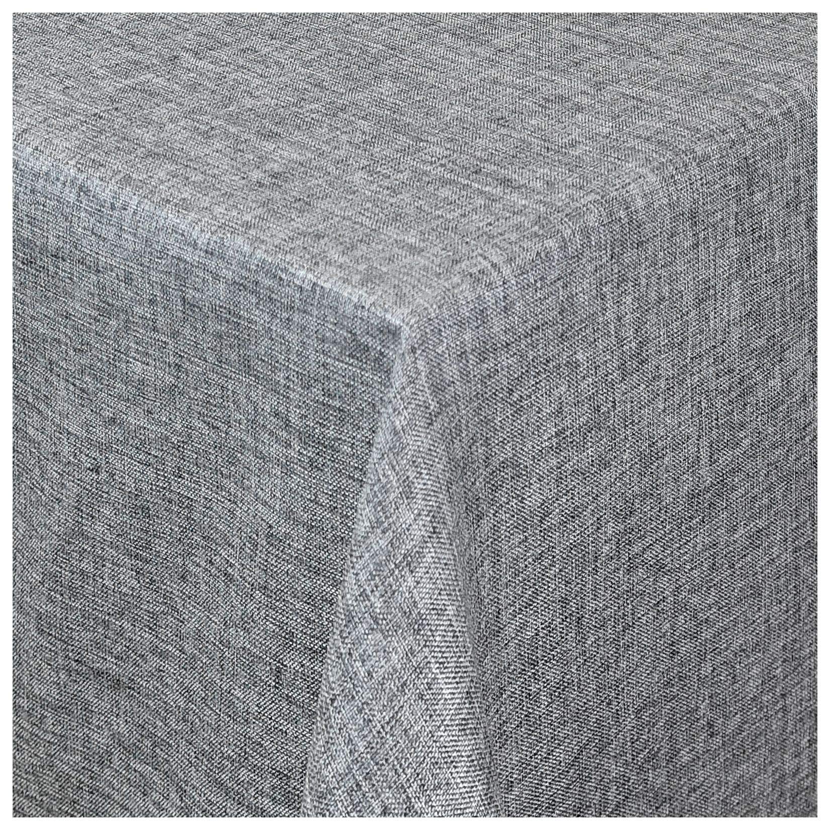 Tischdecke Damast Maßanfertigung im Leinen-Design in Grau eckig 120x240 cm, weitere Farben und Größen wählbar