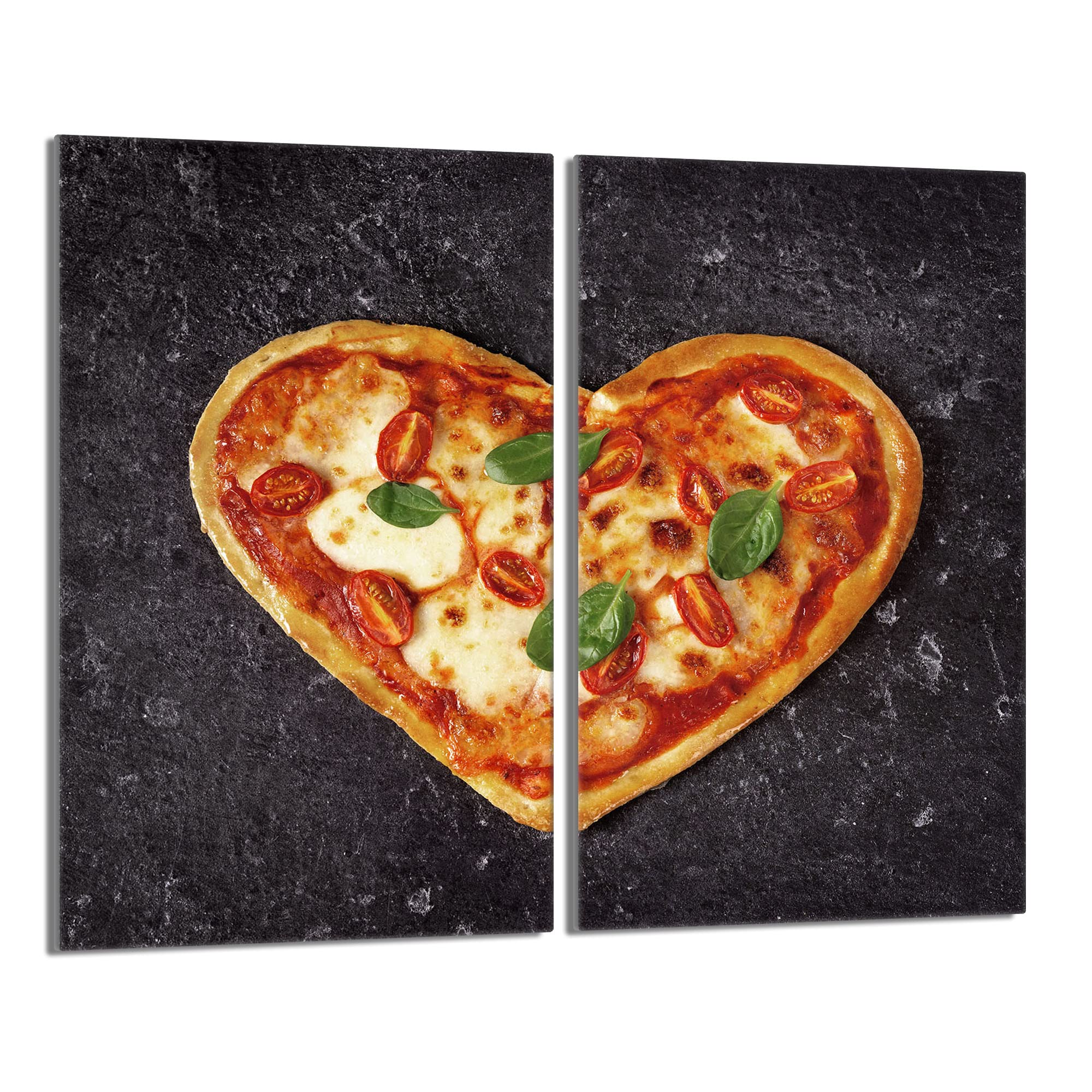 Tabla de cortar decorativa de cristal templado y cubre vitro, Placa protectora de vitrocerámica 30 x 52 cm 2 piezas, para inducción, protección contra salpicaduras, decoración, CORAZÓN