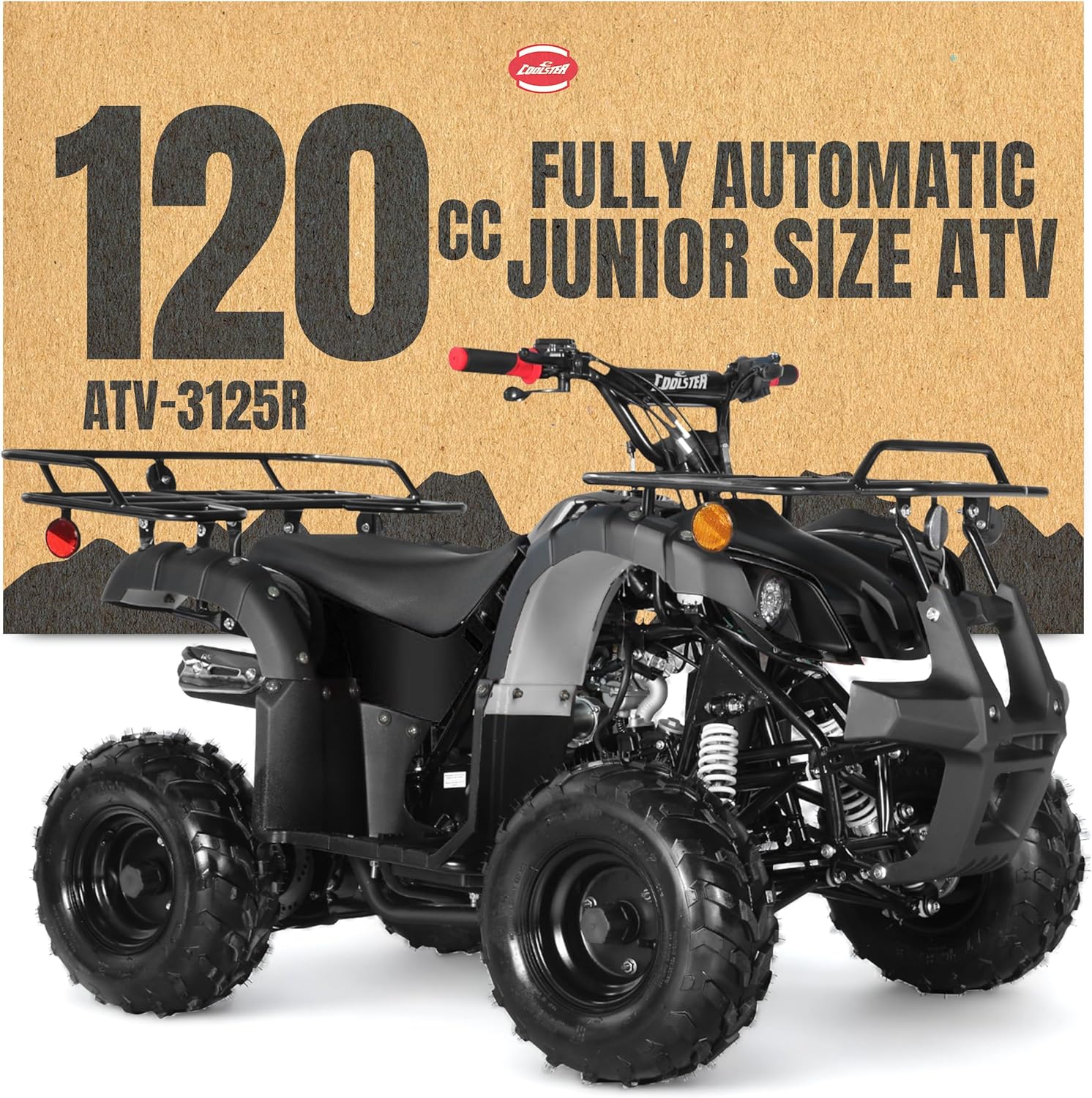 Coolster 125cc ATV for Kids & Adults, Black - Gas Powered Automatic 4 Wheeler Quad with Electric Start, ATV-3125R