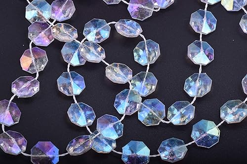 Miniatura 9 de KAOYOO The Roll - Cuentas de cristal transparente de 33 pies (33 pies) para decoración de fiesta de boda (colorido)