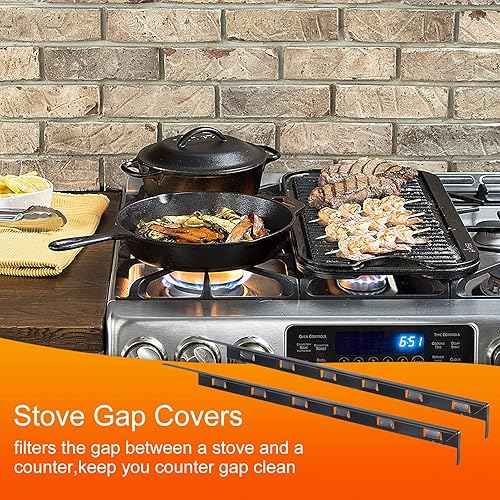 Miniatura 6 de uxcell Cubiertas para huecos para estufas, relleno de huecos para estufas de cocina, cubierta de aluminio para horno de 25.59 pulgadas de largo,