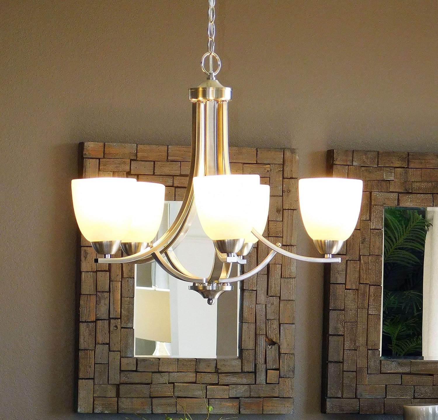 Maxim Lighting Stefan 5-Light Chandelier | Satin Nickel Finish | Frost Glass Shade | Dining Room Chandelier | 10065FTSN