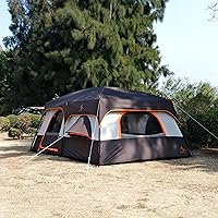 Vista 3 de KTT Extra Large Tent 12 Person,Family Cabin Tents,2 Bay-Windows,2 Rooms and 3 Doors 3 Windows with Mesh,Waterproof,Straight Wall,Double Layer,Big