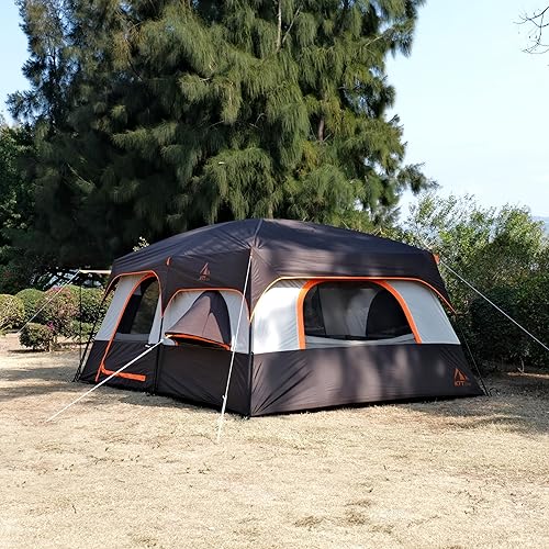 Miniatura 3 de KTT Extra Large Tent 12 Person,Family Cabin Tents,2 Bay-Windows,2 Rooms and 3 Doors 3 Windows with Mesh,Waterproof,Straight Wall,Double Layer,Big