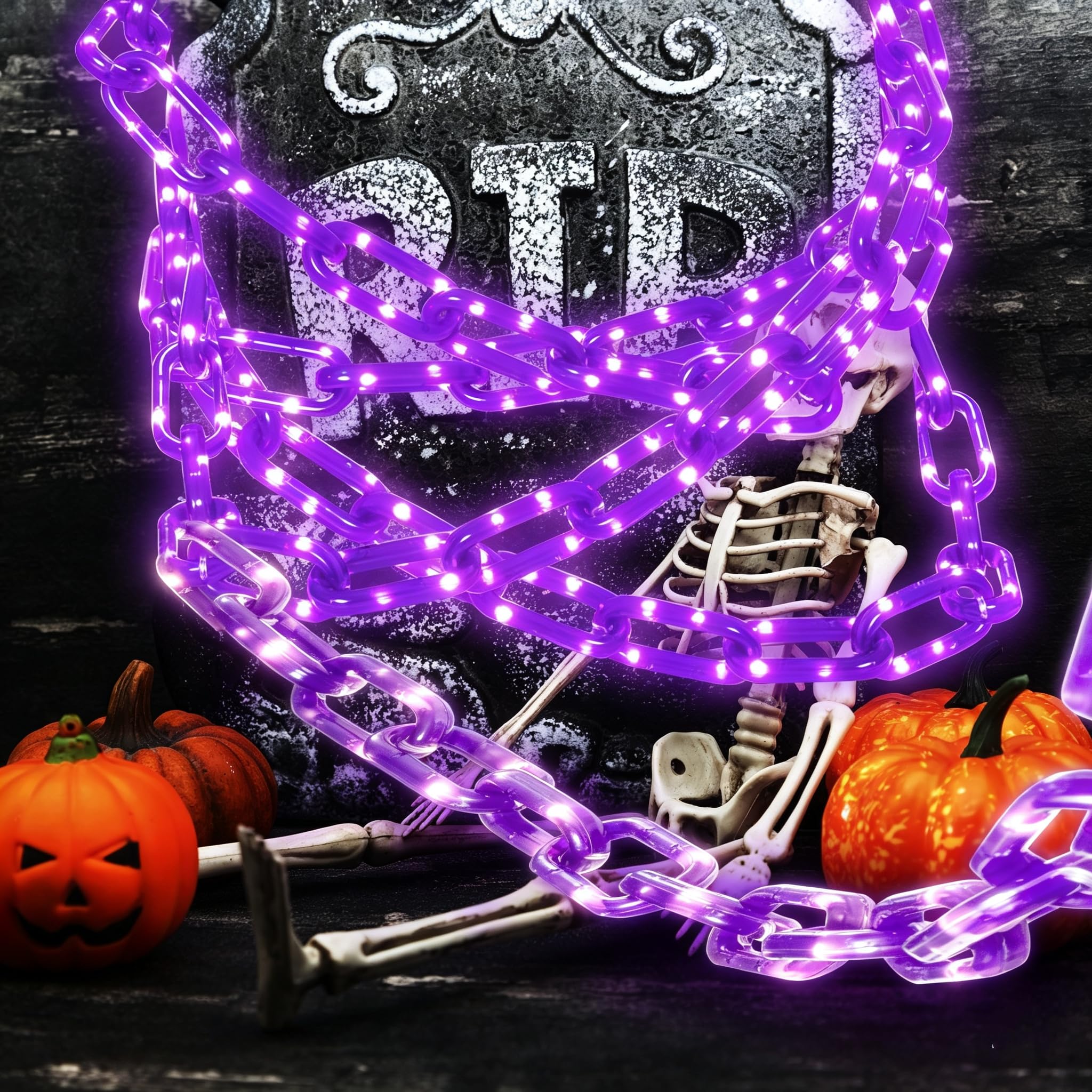 Catena di luci per Halloween, 3 m, funzionamento a batteria, con timer, LED viola | Ghirlanda di luci per interni ed esterni, caminetto, scale, portico, feste, casa infestata e decorazioni spettrali