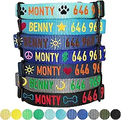 Blueberry Pet Coleiras de cachorro personalizadas Essentials para cães médios | Coleira ajustável e personalizada com etiqueta de nome - bordada com nome e número de telefone do animal de estimação